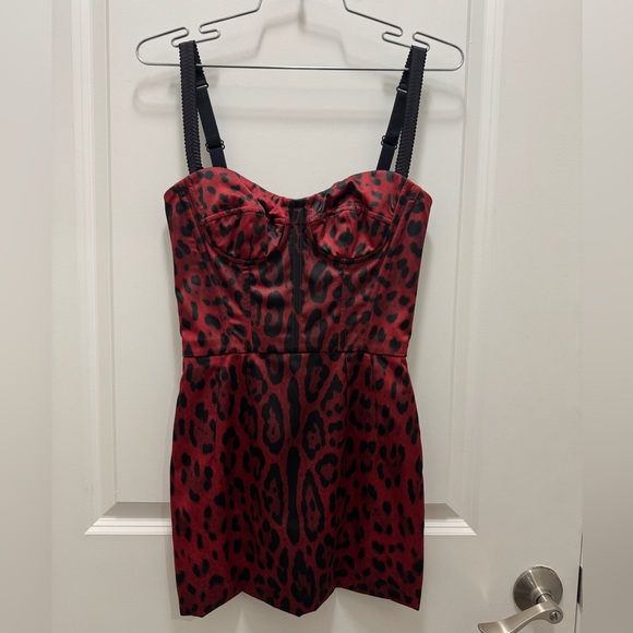 Dolce & Gabbana Custom Tailored Red and Black Leopard Print Dress Dolce & Gabbana Custom Tailored Red and Black Leopard Print Dress